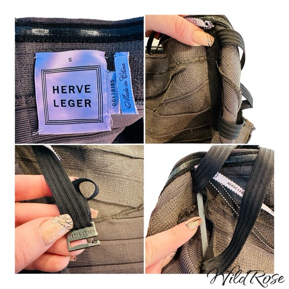 HERVE LEGER SHADOW (GRAY) SIMONE STRAPLESS SEQUINED BANDAGE DRESS SZ S - Picture 15 of 15